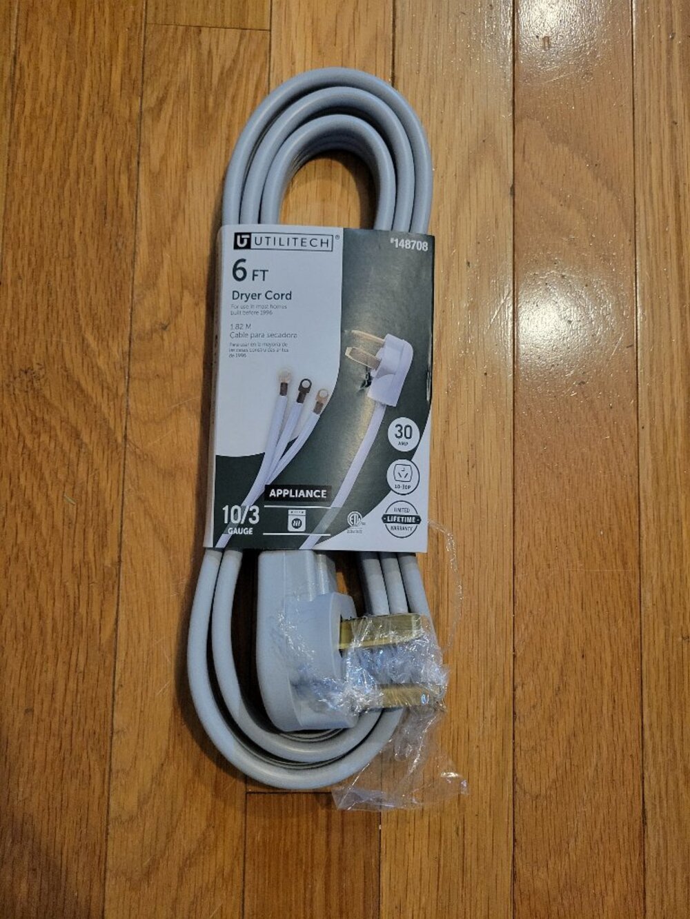 NWT Utilitech dryer cord 6ft 10/3 gage